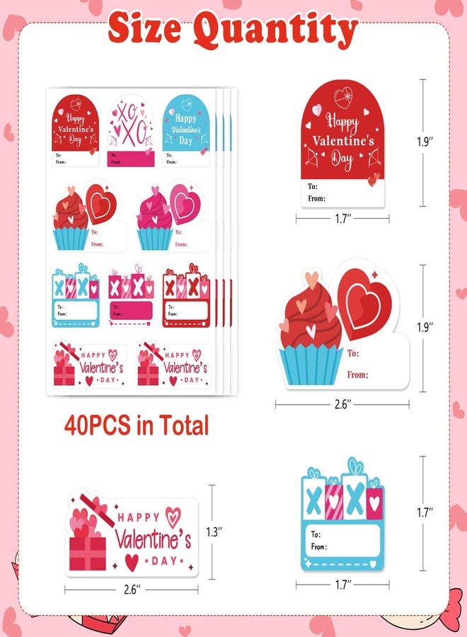FLYAB to from Valentine Stickers Labels - 40PCS Happy Valentines Day Stickers Valentines Name Stickers for Adults Valentines Gift Tag Stickers for Gift Wrap Envelope - Image 3
